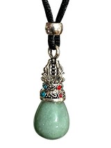 Jade Lotus Necklace Pendant Real Nephrite Jade Gemstone Crystal Beaded Cord Uk - £12.15 GBP