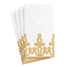 Caspari Dessin Passementerie Paper Linen Guest Towel Napkins in Gold - F... - £25.21 GBP