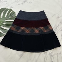 Boden British Tweed Moon A-Line Skirt Size 4 Navy Blue Red Velvet Mixed ... - $27.71