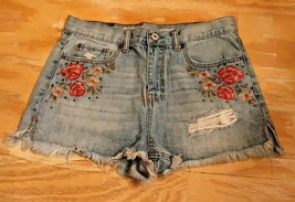 Hippie Laundry Cut-Off Shorts Wms. Size 29 Embroidered &amp; Studs Vintage High Rise - £14.36 GBP
