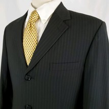 Mazzoni Charcoal Pinstripe Suit Jacket Blazer 40R Poly Blend 3 Button Sp... - £14.85 GBP