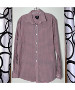 H&amp;M Slimfit easy iron micro plaid long sleeve, button down shirt, large - $10.78