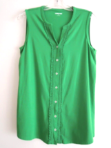Ladies Top Size S Lace Trim Button Front Kelly Green S/L Tunic Lands End Nwot - £14.47 GBP