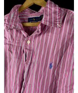 Ralph Lauren 120&#39;s Poplin Shirt Size XL Mens Pink Stripe Hidden Button D... - £29.63 GBP
