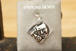 NOS Sterling Silver 925 Pendant Charm Drama Theater Comedy Tragedy Masks 15MM on - £15.21 GBP