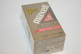 Lot of 3 Maxell T-120 HGX Gold Premium High Grade VHS Video Cassette 246min - £7.73 GBP