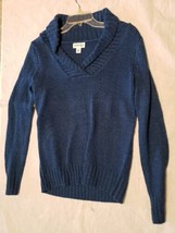 Vintage St Johns Bay Women Blue Long Sleeve Pullover Shawl Collar Size M Sweater - £6.18 GBP