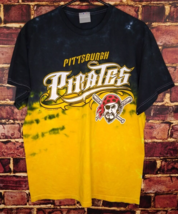 Vtg Pittsburgh Pirates Black &amp; Gold Jolly Rodger Tie Dye T-Shirt MLB Size M READ - $9.46