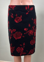 Talbots Women&#39;s Petites Black Velvet Floral Pencil Skirt Sz 8 Petite - £29.58 GBP