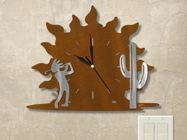 15in W Southwest Theme Sunrise Wall Clock - Kokopelli Desert Golfer - $104.00