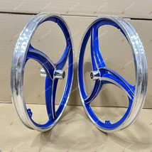 Pair of 20&quot; Bicycle Wheels Set Blue  3 SPOKE FOR GT DYNO HARO any BMX BIKE - $111.85