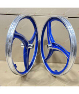 Pair of 20&quot; Bicycle Wheels Set Blue  3 SPOKE FOR GT DYNO HARO any BMX BIKE - £87.44 GBP