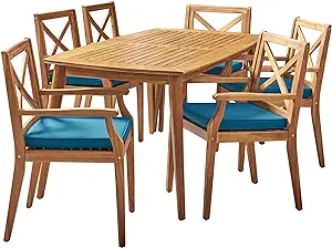Christopher Knight Home Harvey Outdoor 7 Piece Acacia Wood Dining Set, T... - £1,042.70 GBP