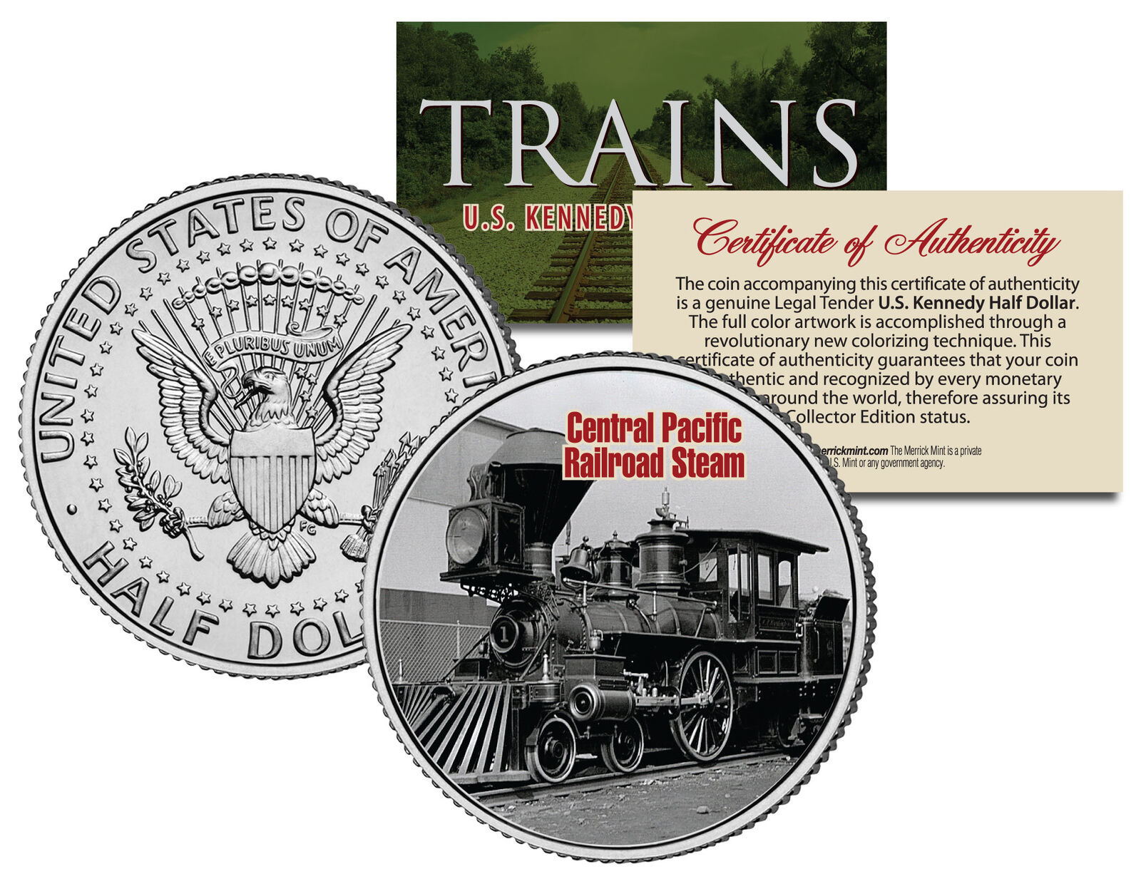 CENTRAL PACIFIC RAILROAD STEAM * Famous Trains * JFK Half Dollar U.S. Coin - $12.16