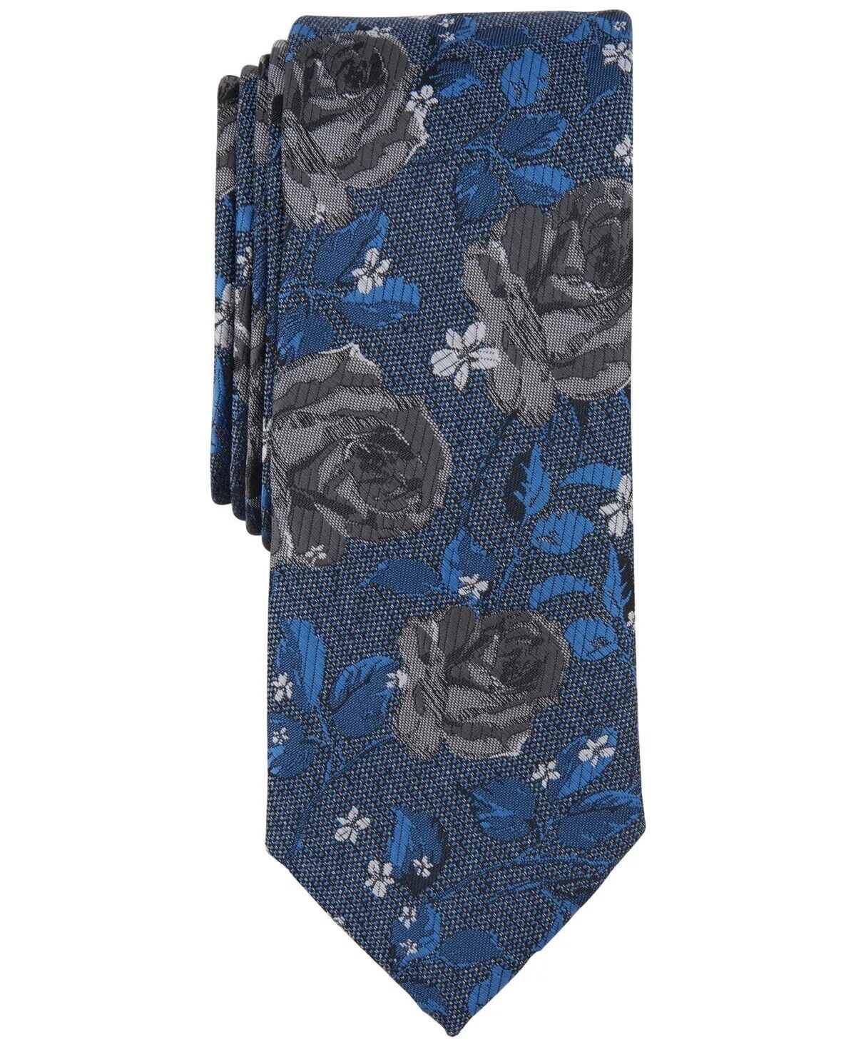Bar III Men's Windsor Floral Tie Black OS B4HP