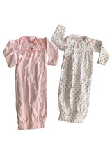 Lot of 2 Carters NB Newborn 0-3 Month Layette Gown Sack Bags White Pink Flower - $13.09