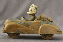 Vintage Walt Disney Productions Sun Rubber Blue Toy Car Donald Duck &amp; Pluto - $44.98