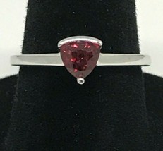 10K White Gold Ring With A Solitaire Lab Created Trillion Cut Ruby - £65.57 GBP