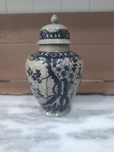Chinese Tradition Ceramic Ginger Jar with Lid Blue and White,  9&quot; Tall - $19.80