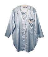 Kathryn Vintage 90’s Womens M Blue Satin Lace Appliquéd Long Sleeve Slee... - €26,10 EUR