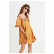 NWT Madewell Women&#39;s Embroidered Boho Square Neck Babydoll Mini Dress Si... - £35.83 GBP