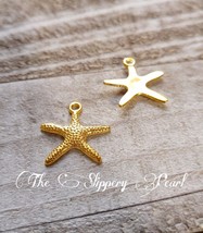 Starfish Charms Pendants Shiny Gold Nautical Findings Ocean Jewelry 10pc... - £5.09 GBP