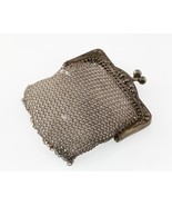 Antique Silver Mesh Change Purse With Rose Pattern - £186.84 GBP