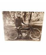 THE FLYING MERKEL Motorcycle Print 11x14 Man Posing with Bike Vintage - £18.88 GBP