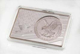 2021 Argento American Eagle Tipo 2 Moneta/Barretta Set (3 OZ) Statua Di Libertà - £274.77 GBP