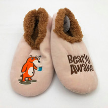 Snoozies Men&#39;s Slippers Bearly Awake Appliqued Tan Large 11/12 - £10.27 GBP