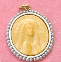 ANTIQUE IMMACULATE CONCEPTION MADONNA 18K VIRGIN MARY PENDANT 1900 FRANC... - $1,187.01