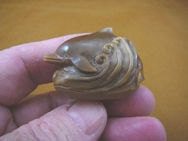 tb-dolph-6) Dolphin in waves ocean TAGUA NUT palm figurine Bali detailed... - $46.98