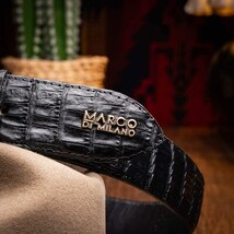 Iowa Genuine Caiman Skin Western Belt Black image 6