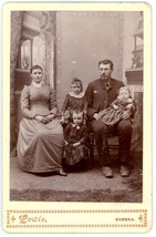 Circa 1890&#39;S Cabinet Card Beautiful Family With 3 Children Lewis Eureka, Ks - £7.49 GBP