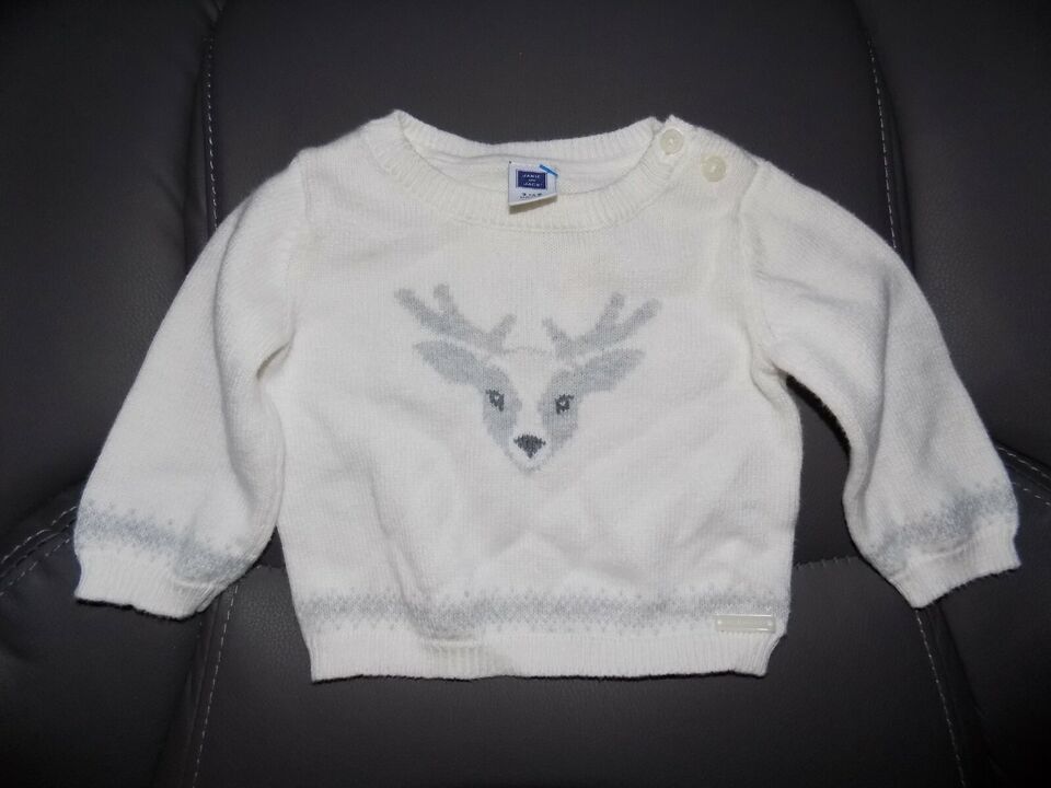 Primary image for Janie And Jack White & Gray Deer Sweater Size 3/6 Months Boy's EUC