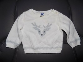 Janie And Jack White & Gray Deer Sweater Size 3/6 Months Boy's EUC - $16.06