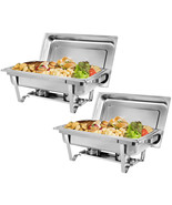 2 Packs 8 Quart Stainless Steel Chafing Dish Buffet Trays Chafer With Wa... - £86.32 GBP