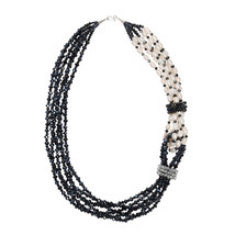 Midnight Cascades Crystal and Pearl Twist Necklace - £35.44 GBP