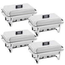 Set of 4 8QT Chafing Dish Stainless Steel Chafer Complete Set with Warmer - £132.12 GBP