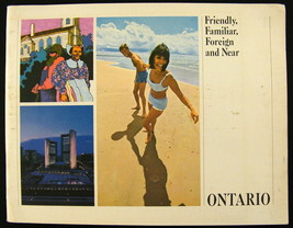 Travel Brochure 1960&#39;s Ontario Friendly, Familiar, Foreign &amp; Near. Booklet - £2.73 GBP