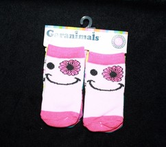6 Pk 0-6 Months Garanimals Baby Girls Crew Socks Smiley Face Pink Flower... - $7.77