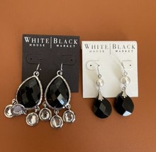 2 White House Black Market  Dangle Rhinestone Teardrop  Earrings NEW Hook Back - £9.86 GBP