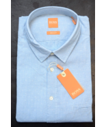 Hugo Boss Men&#39;s Elvedge Regular Fit Lightweight Open Blue Cotton Sport S... - $54.33