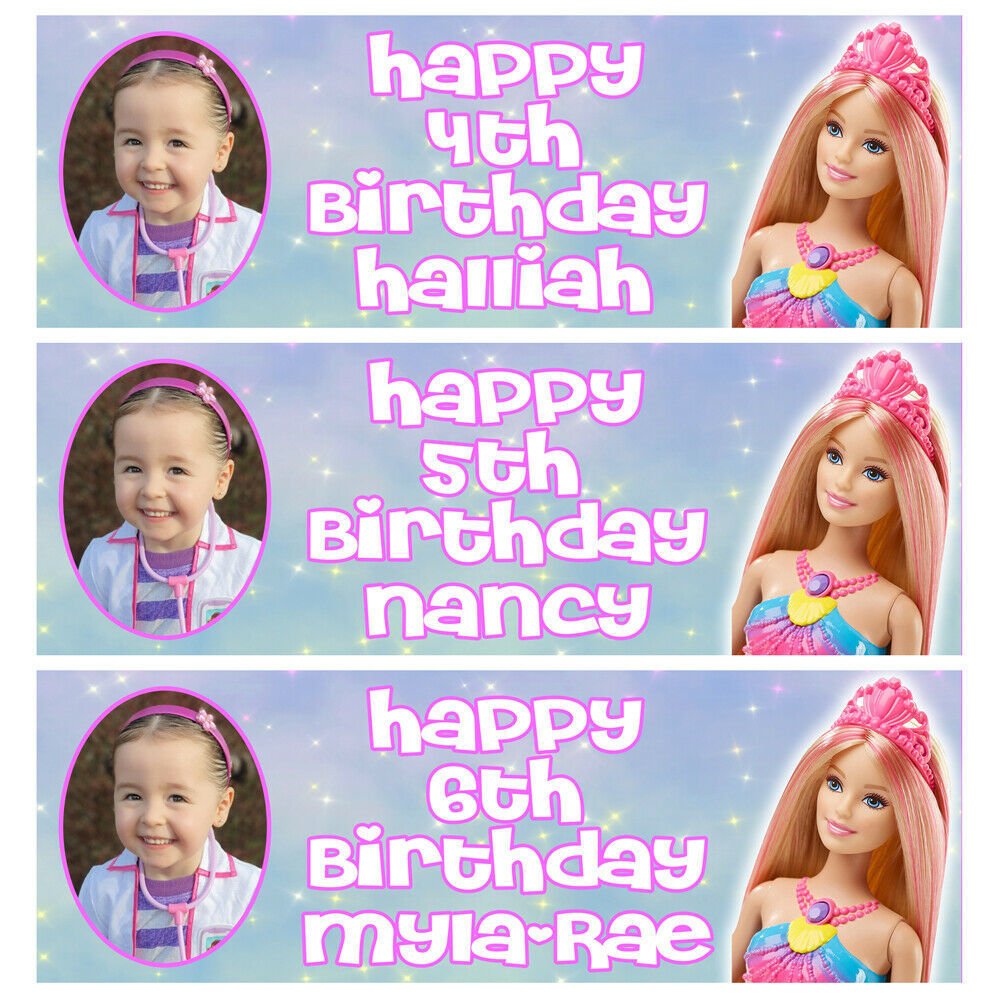 Primary image for BARBIE PRINCESS PHOTO Personalised Birthday Banner - BARBIE Party Banner