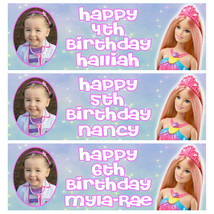 BARBIE PRINCESS PHOTO Personalised Birthday Banner - BARBIE Party Banner - £4.13 GBP