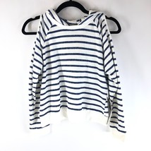 Nowadays Womens Sweatshirt Cold Shoulder Hooded Asymmetric Striped Blue ... - $9.74