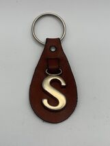 Vintage Initial Metal S with Leather Fob Keychain Collectible - $6.20