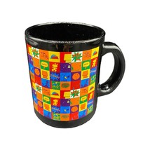 Cedar Fair Glass Black Mosaic Snoopy Coffee Mug - $9.88