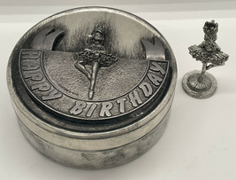 Vintage Metzke Pewter ballerina figurine and matching Birthday pewter tin lidded - £9.74 GBP