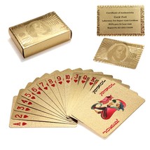 Pure 24 Carat Gold Foil Plated Poker Cards  Certified 99.9% Ben Franklin design - £12.28 GBP